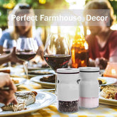 EZYHOME Salt and Pepper Shakers Set, Salt and Pepper Dispenser with Glass Bottom, Cute Salt and Pepper Shakers for White Kitchen Decor and Accessories, Easy Filling